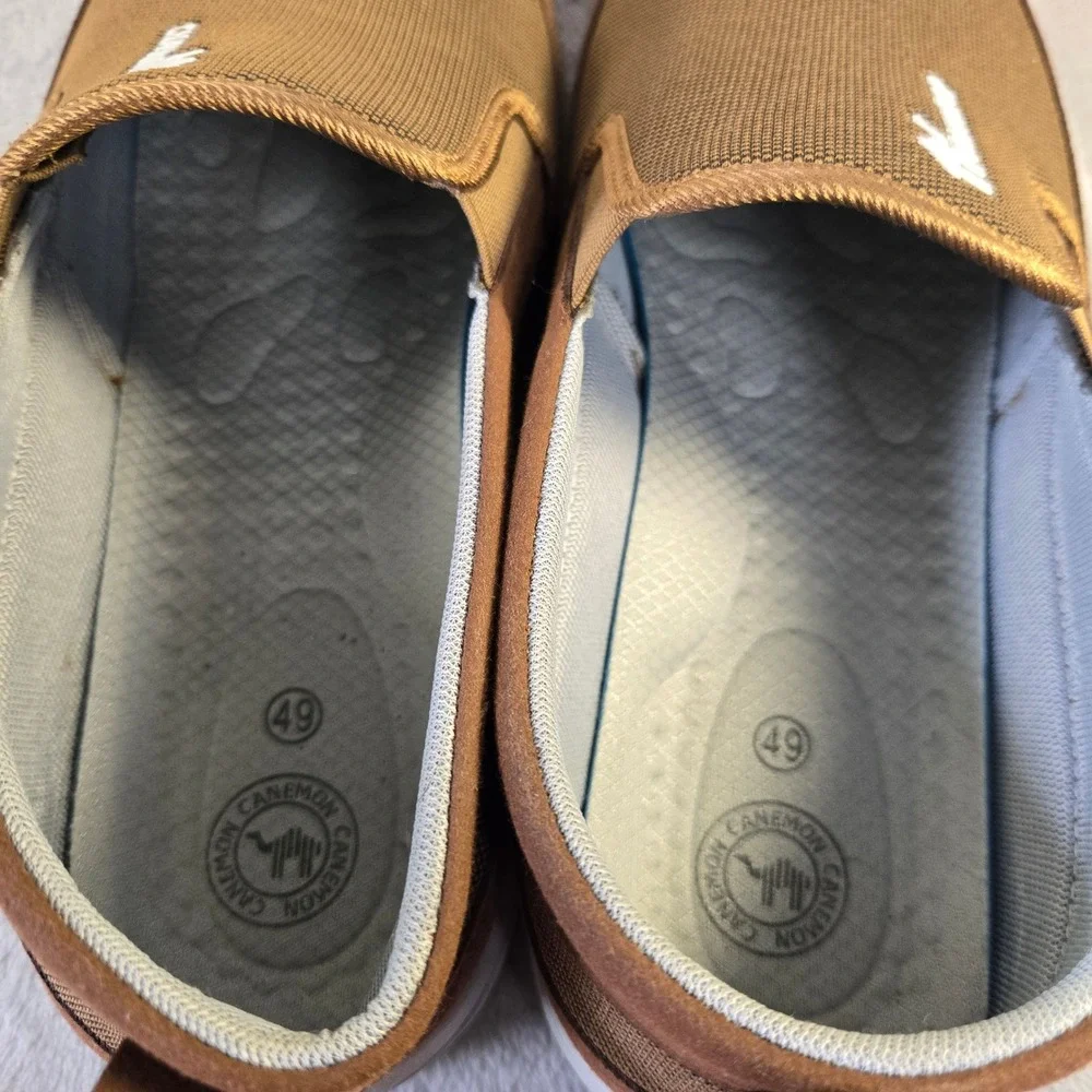 Canemon Outdoor Mens Brown Mesh Slip On Walking Shoes Loafers Size 49 US 14.5